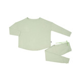 Ribbed Bamboo Women's Long Sleeve Jogger Set - Misty Sage
