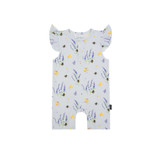 Ruffled Sleeve Shortall Romper - Sweet B, free shipping available, active baby vancouver