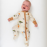 Footed Zipper Sleeper - Safari
