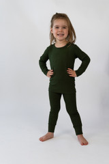 Ribbed Bamboo Long Sleeve PJ Set - Forest Green