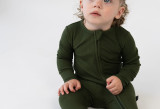 Ribbed Bamboo Footless Sleeper with Fold-Over Cuffs - Forest Green