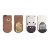 Cozy Non-Slip Socks (2 pack) - Zebra / Bear