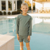 Current Tyed Ribbed Dark Green Swim Trunks