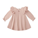 Quincy Mae Long Sleeve Flutter Dress - Rose, free shipping available, Active Baby Vancouver Quincy Mae Long Sleeve Flutter Dress - Rose, free shipping available, Active Baby Vancouver
