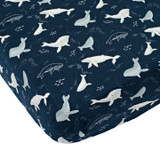 Loulou Lollipop Muslin Fitted Crib Sheet - Blue Whales