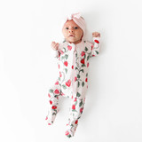 Kyte Baby Zippered Footie - Strawberry Fields
