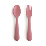 Mushie Dinnerware Fork And Spoon Set - Dusty Rose