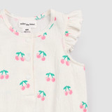 Miles the Label Cherries on Ivory Ruffled Playsuit