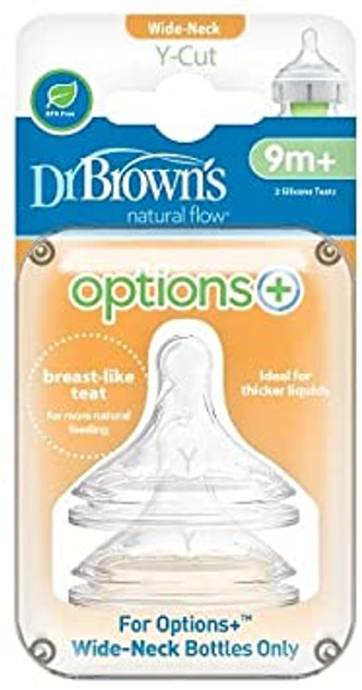 Dr. Brown's Options+ 2pk Wide Neck Nipples - YCut/9m+ Dr. Brown's Options+ 2pk Wide Neck Nipples - YCut/9m+