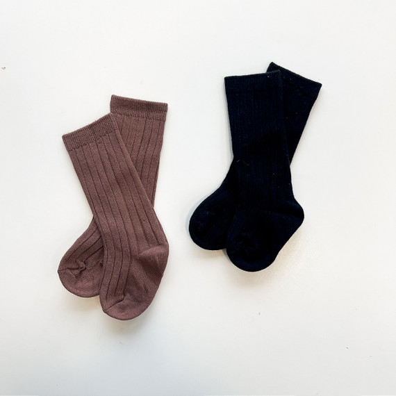Knee High Socks 2Pack - Black/Coffee Knee High Socks 2Pack - Black/Coffee