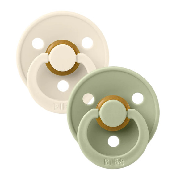 BIBS Pacifiers Colour Latex 2 Pack - Ivory/Sage