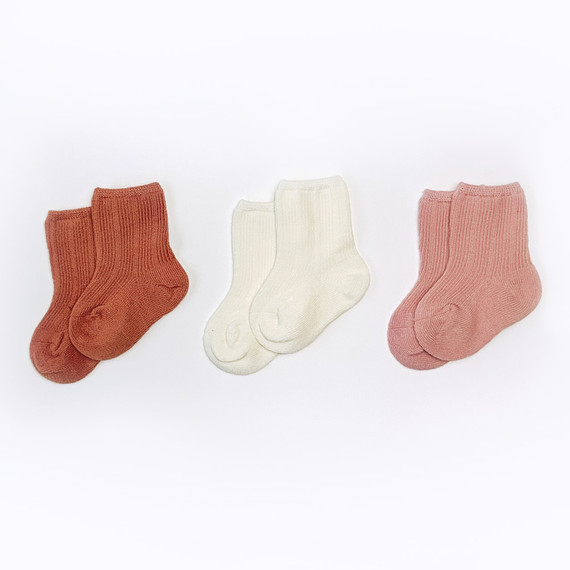 All Season Socks 3pk - White/Pink/Coral