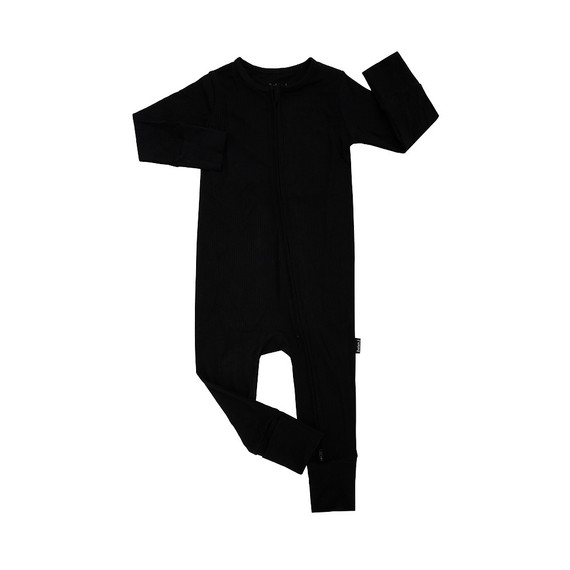 Ribbed Bamboo Footless Sleeper with Fold-Over Cuffs - Raven Ribbed Bamboo Footless Sleeper with Fold-Over Cuffs - Raven