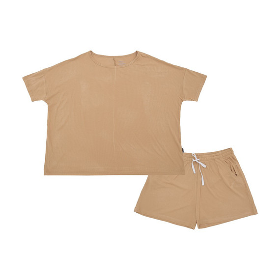 Women's Ribbed Bamboo Short Lounge Set  - Amber