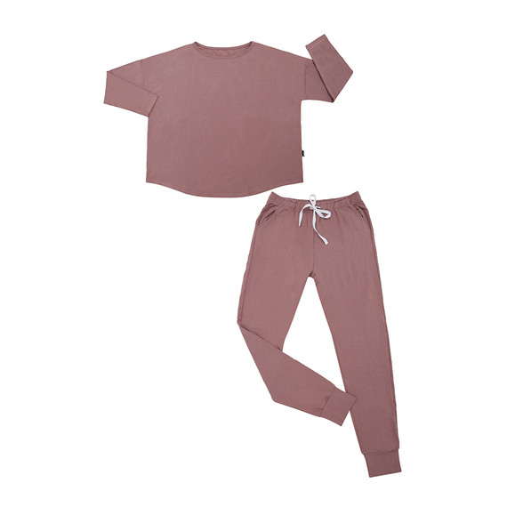 Women's Long Sleeve Lounge Jogger Set - Twilight Mauve