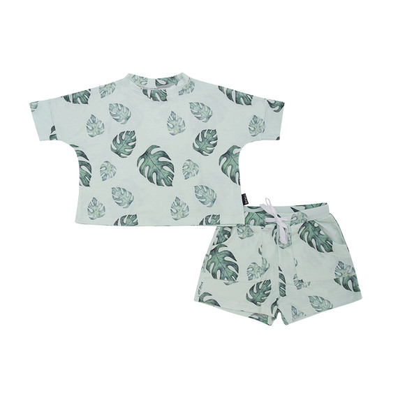 Baggy Top & Shorts Set - Tropical Leaves