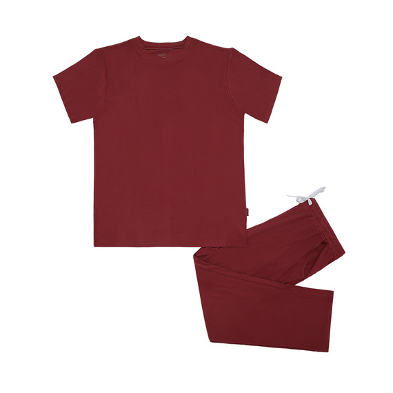 Men's Ribbed Bamboo PJ Set - Burgundy