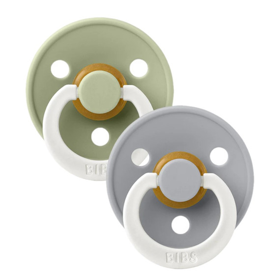 BIBS Pacifiers Colour Latex 2 Pack - Sage Glow/Cloud Glow BIBS Pacifiers Colour Latex 2 Pack - Sage Glow/Cloud Glow