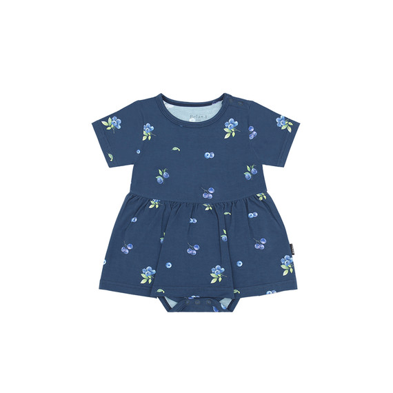 Short Sleeve Skirted Onesie - Blueberries