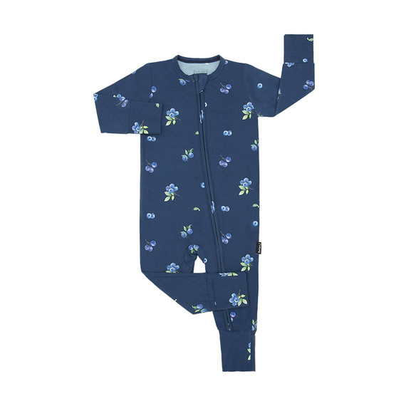 Footless Sleeper with Fold-Over Cuffs - Blueberries