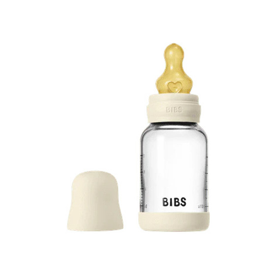 BIBS Baby Glass Bottle Latex Nipple Set - Ivory