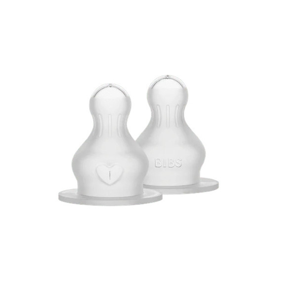 BIBS Baby Bottle Nipples Round Silicone 2 Pack