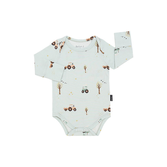 Long Sleeve Onesie - Tractors