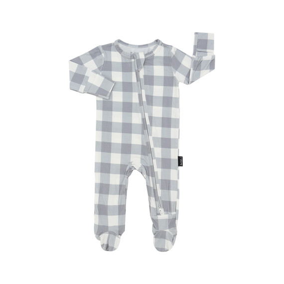 Footed Zipper Sleeper - Denim Plaid