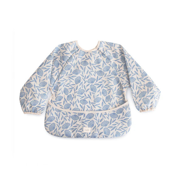 Mushie Long Sleeve Bib - Blue Flowers
