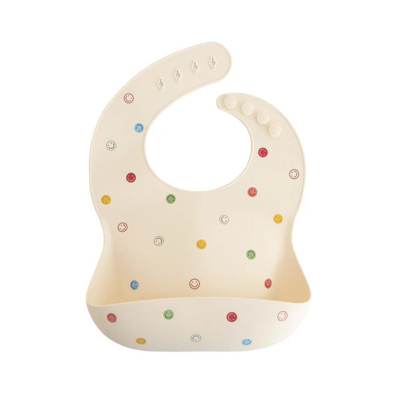 Mushie Silicone Baby Bib - Smiley Face