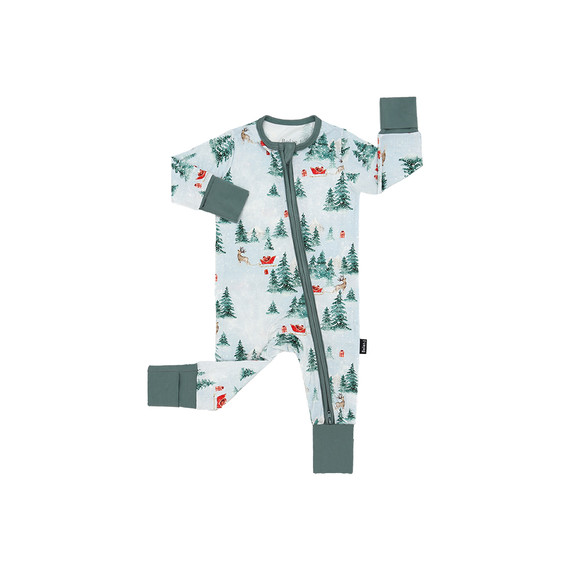 Footless Zipper Sleepers  - Sleigh Ride