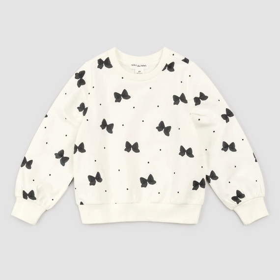 Miles the Label Bow Print on White Sweatshirt Miles the Label Bow Print on White Sweatshirt