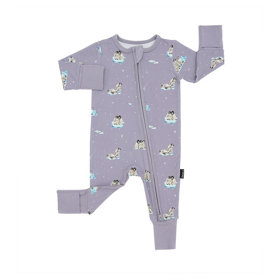 Footless Zipper Sleeper - Penguins (Periwinkle)
