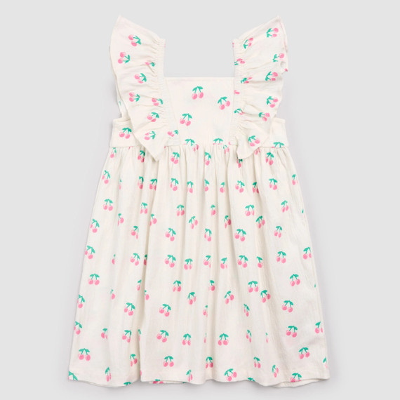 Miles the Label Cherries on Ivory Crinkle Jersey Dress