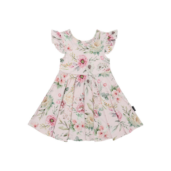 Ruffled Sleeves Twirl Dress - Floral Bliss