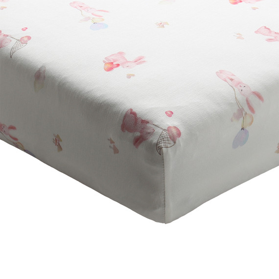 Bamboo Crib Sheet - Love Bunnies