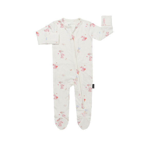 Footed Zipper Sleeper - Love Bunnies
