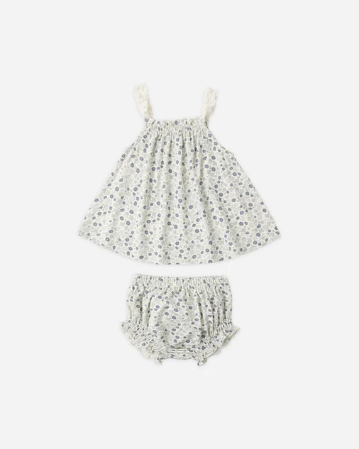 Rylee + Cru Swing Top & Bloomer Set - Blue Ditsy