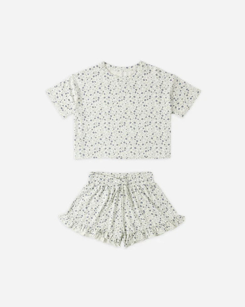 Rylee + Cru Mosie Set - Blue Ditsy
