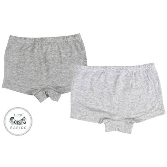 Basics Organic Cotton Boys Briefs Underwear (2 pack) Striped Grey
