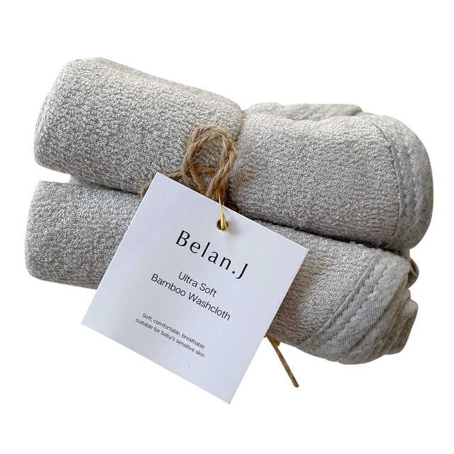 Belan.J Ultra Soft Bamboo Terry Washcloth (4pk) - Grey