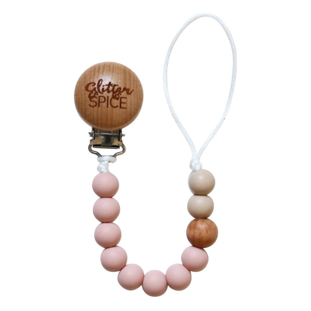 Glitter & Spice Pacifier Clip - Blush