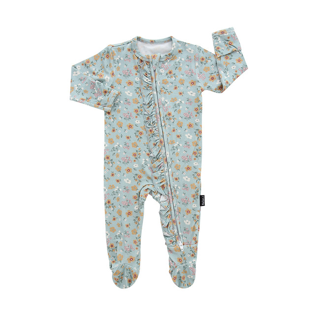 Ruffled Footed One Piece - Vintage Garden Ruffled Footed One Piece - Vintage Garden