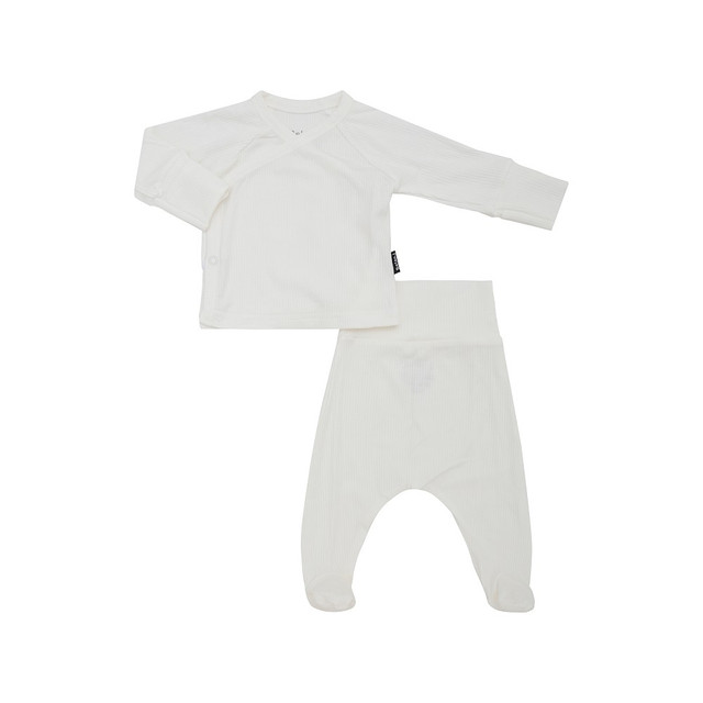 Ribbed Bamboo Kimono Top & Bottom - Rice Ribbed Bamboo Kimono Top & Bottom - Rice