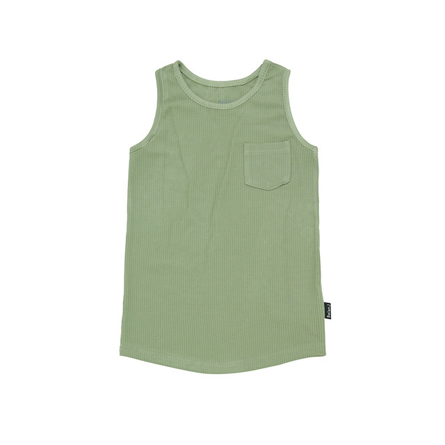 Ribbed Bamboo Pocket Tank Top - Clover