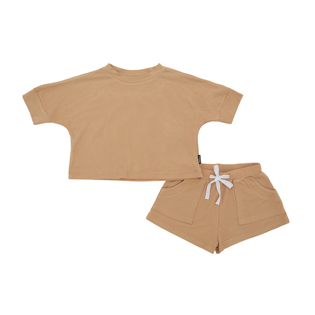 Ribbed Bamboo Baggy Top & Shorts Set - Amber Ribbed Bamboo Baggy Top & Shorts Set - Amber