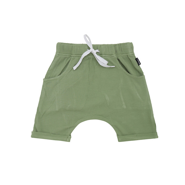 Ribbed Bamboo Harem Shorts - Clover Ribbed Bamboo Harem Shorts - Clover