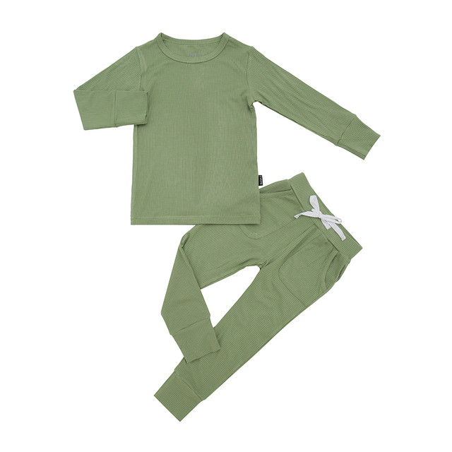 Ribbed Bamboo Long Sleeve PJ Set - Clover Ribbed Bamboo Long Sleeve PJ Set - Clover