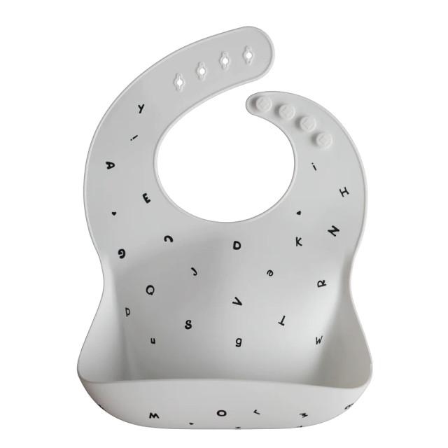 Mushie Silicone Baby Bib - Letters White Mushie Silicone Baby Bib - Letters White