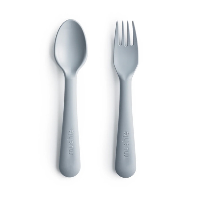 Mushie Dinnerware Fork And Spoon Set - Cloud Mushie Dinnerware Fork And Spoon Set - Cloud